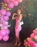 Princess 17th Birthday Dresses Pink Slit Birthday Dress For Teens HZ1022