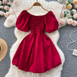 Cute Puff Sleeve Dress, A-line Fashion Girl Dress HZ1022