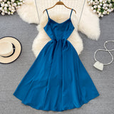 Simple V-neck Long Dresses, A-line Spaghetti Straps Party Dresses HZ1022