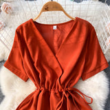 Lovely V-neck Short Dress, A-line Girl Fashion Dress HZ1022