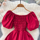 Cute Puff Sleeve Dress, A-line Fashion Girl Dress HZ1022