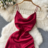 Simple Satin Short Dress, Fashion Dress HZ1022