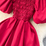 Cute Puff Sleeve Dress, A-line Fashion Girl Dress HZ1022