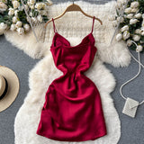 Simple Satin Short Dress, Fashion Dress HZ1022