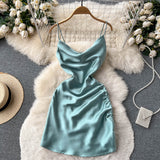 Simple Satin Short Dress, Fashion Dress HZ1022