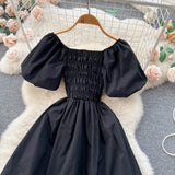 Cute Puff Sleeve Dress, A-line Fashion Girl Dress HZ1022