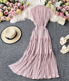 Simple V-neck dress sleeveless dress HZ1022