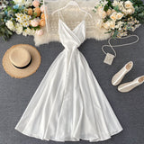 Chic long dress women's summer dress suspenders dress HZ1022