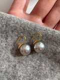 Gray Pearl Earrings Temperament Versatile Women's Classic Round Earhooks HZ1022