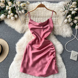 Simple Satin Short Dress, Fashion Dress HZ1022