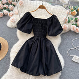 Cute Puff Sleeve Dress, A-line Fashion Girl Dress HZ1022