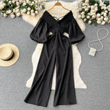 Stylish V-neck Long Sleeve Jumpsuits HZ1022
