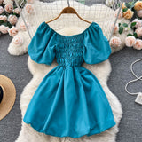 Cute Puff Sleeve Dress, A-line Fashion Girl Dress HZ1022