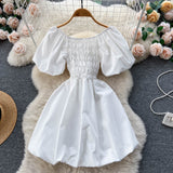 Cute Puff Sleeve Dress, A-line Fashion Girl Dress HZ1022