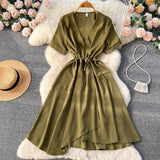 Lovely V-neck Short Dress, A-line Girl Fashion Dress HZ1022