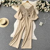 Stylish V-neck Long Sleeve Jumpsuits HZ1022