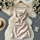 Simple Satin Short Dress, Fashion Dress HZ1022