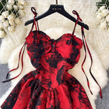 Red A-line Short Dress, Fashion Dress HZ1022