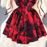 Red A-line Short Dress, Fashion Dress HZ1022