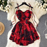 Red A-line Short Dress, Fashion Dress HZ1022