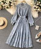 Elegant O-neck Lace Long Sleeve Dress HZ1022