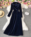 Elegant Velvet Long Coat Dress HZ1022