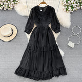 Cute A-line Chiffon Dresses, V-neck 1/2 Sleeve Fashion Dresses HZ1022