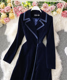 Elegant Velvet Long Coat Dress HZ1022