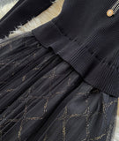 Elegant Knitted Tulle Splicing Dress HZ1022