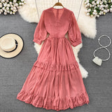 Cute A-line Chiffon Dresses, V-neck 1/2 Sleeve Fashion Dresses HZ1022