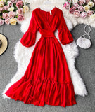 Red A Line Chiffon Dress Fashion Girl Dress HZ1022
