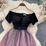 Black And Pink Tulle Short A Line Dress Fashion Dress HZ1022