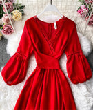 Red A Line Chiffon Dress Fashion Girl Dress HZ1022