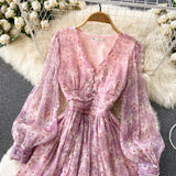 Cute V-neck Short Dresses, A-line Long Sleeve Dresses HZ1022