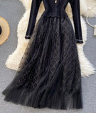 Elegant Knitted Tulle Splicing Dress HZ1022