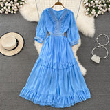 Cute A-line Chiffon Dresses, V-neck 1/2 Sleeve Fashion Dresses HZ1022