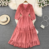 Cute A-line Chiffon Dresses, V-neck 1/2 Sleeve Fashion Dresses HZ1022