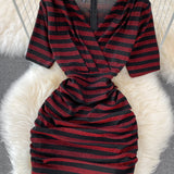Sexy V Neck Short Dress Fashion Dress HZ1022