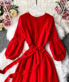 Red A Line Chiffon Dress Fashion Girl Dress HZ1022