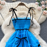 Cute Tulle Blue Short A Line Dress Fashion Dress HZ1022