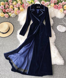 Elegant Velvet Long Coat Dress HZ1022