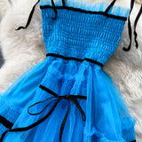 Cute Tulle Blue Short A Line Dress Fashion Dress HZ1022
