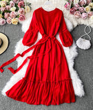 Red A Line Chiffon Dress Fashion Girl Dress HZ1022