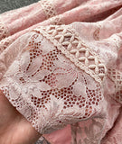 Elegant O-neck Lace Long Sleeve Dress HZ1022