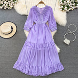 Cute A-line Chiffon Dresses, V-neck 1/2 Sleeve Fashion Dresses HZ1022
