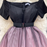 Black And Pink Tulle Short A Line Dress Fashion Dress HZ1022