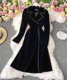 Elegant Velvet Long Coat Dress HZ1022