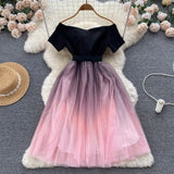 Black And Pink Tulle Short A Line Dress Fashion Dress HZ1022