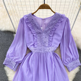 Cute A-line Chiffon Dresses, V-neck 1/2 Sleeve Fashion Dresses HZ1022