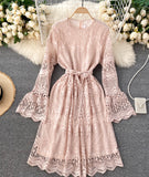 Cute Lace Long Sleeve Dress Lace Dress HZ1022